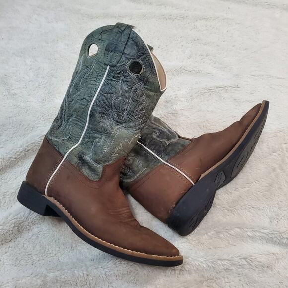 Old West Cowgirl Turquoise Stitched Flame Brown Leather Western Boot Woman 6.5 D - Picture 5 of 13